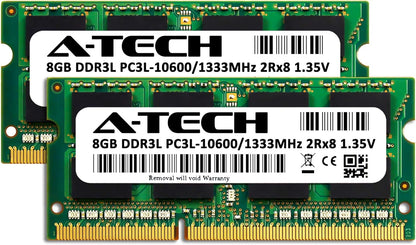 16GB (2X8Gb) DDR3/DDR3L 1333Mhz PC3L-10600 (PC3-10600) CL9 SODIMM 2Rx8 1.35V 204-Pin Non-Ecc SO-DIMM Laptop, Notebook RAM Memory Modules
