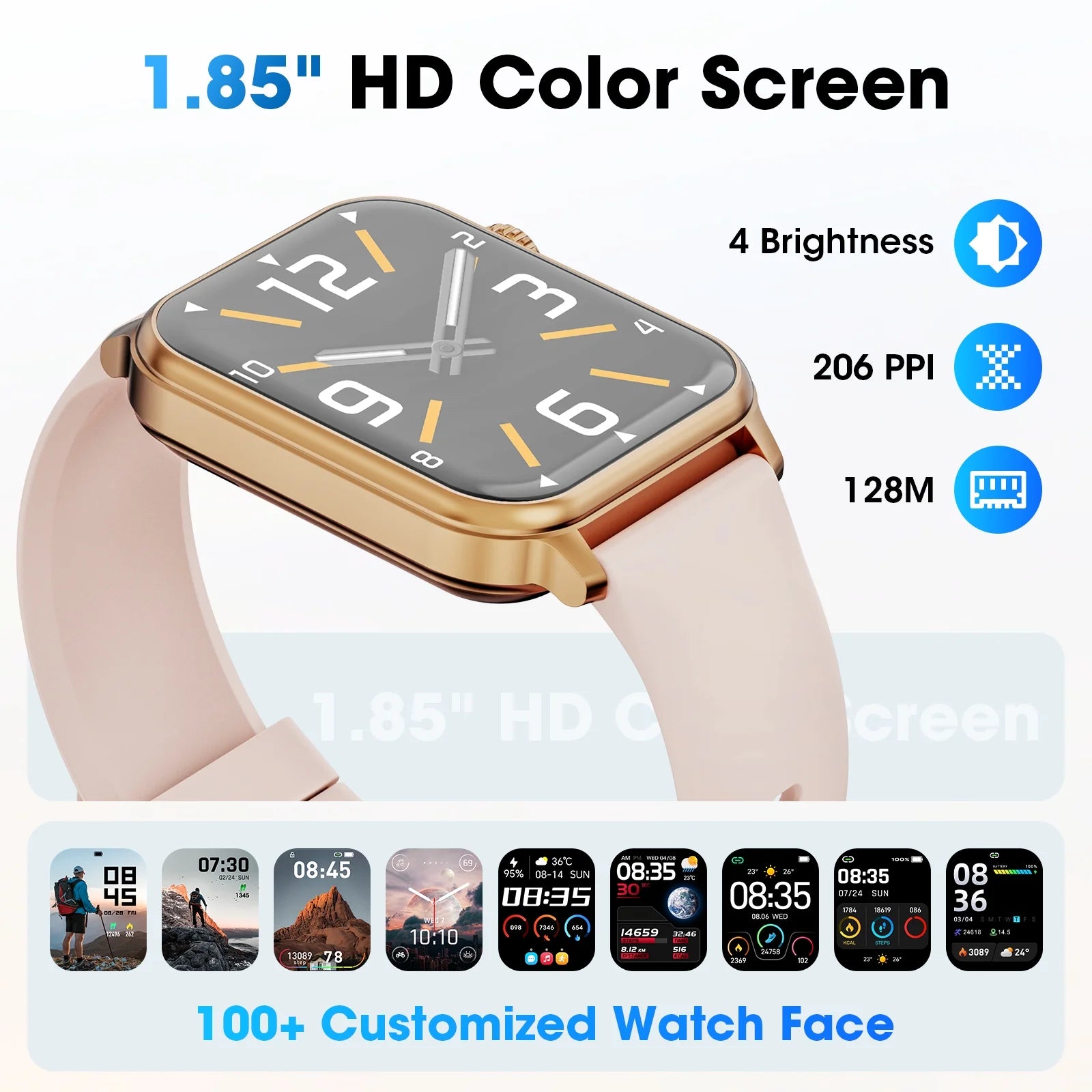 46Mm Extra Large Battery Smartwatch, (Answer Make Calls/Standby Time 60 Days/120+ Sport Mode)Fits for Android and Iphone Devices,Perfect Gift (Pink)