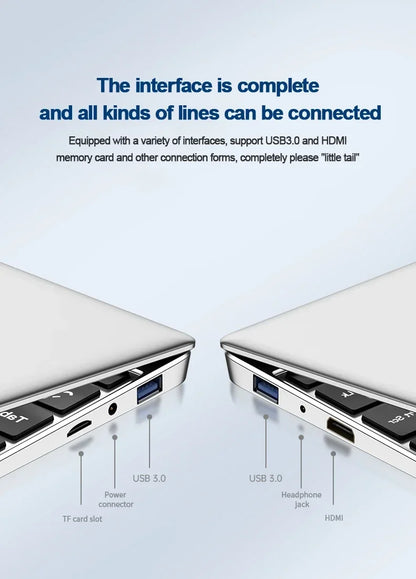 2025 Laptop Computer Windows 11 Notebook 14.1 Inch Intel Atom A3950 12GB 512GB 1920*1080 Resolution Office Study PC computer