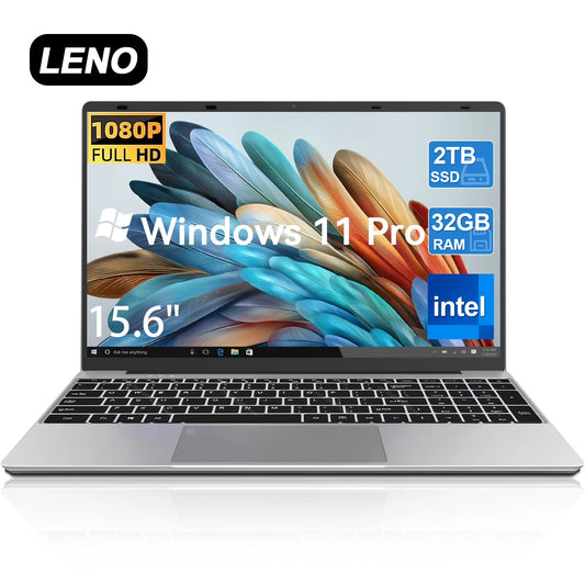 LENO NEW 15.6" Portable Laptop Intel 6500Y 32GB RAM 2TB SSD 5000mAh Office Windows11 Notebook PC Gamer with Backlit Fingerprint
