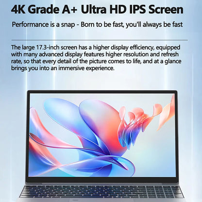 17.3 inch Intel N5095/N95 Office Laptop 32GB RAM 2TB SSD  Fingerprint Print DDR4 Window11 Backlit Keypad Portable Notebook PC