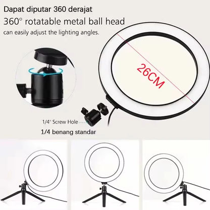 10inch Selfie Ring Light Photography Fill Light Led Ring Lamp with Pan tilt for Video Recording Live Broadcast Selfie Ringlights