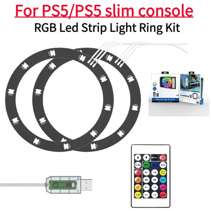 RGB Light Cooling Fan For PS5 Pro/PS5 Slim Console Quiet Cooling System with USB Port For PS 5 Pro/Slim Disc & Digital Edition