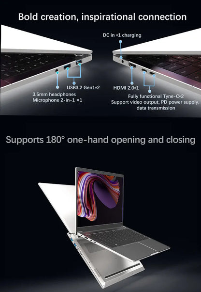 YSJMNPC New 15.6 Inch Gaming Laptop AMD Ryzen7 8845HS  2*DDR5 MAX 64GB Support 5600MHz 2*M.2 Nvme SSD Windows11 WIFI 6