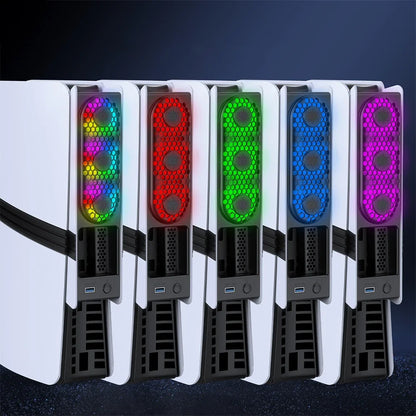 RGB Light Cooling Fan For PS5 Pro/PS5 Slim Console Quiet Cooling System with USB Port For PS 5 Pro/Slim Disc & Digital Edition