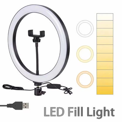 10inch Selfie Ring Light Photography Fill Light Led Ring Lamp with Pan tilt for Video Recording Live Broadcast Selfie Ringlights