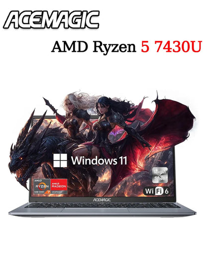 ACEMAGIC Laptop 15.6inch FHD Laptop AMD Ryzen 5 7430U 16GB RAM 512GB SSD Windows 11 Pro Notebook 180° Flip Computer Wifi6 BT5.2