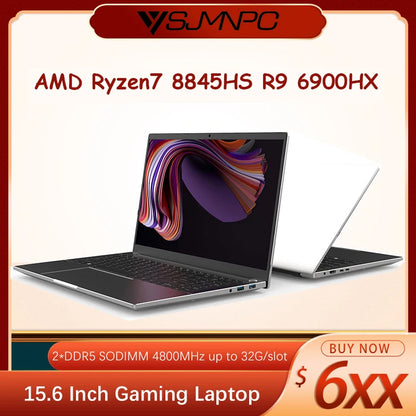 YSJMNPC New 15.6 Inch Gaming Laptop AMD Ryzen7 8845HS  2*DDR5 MAX 64GB Support 5600MHz 2*M.2 Nvme SSD Windows11 WIFI 6