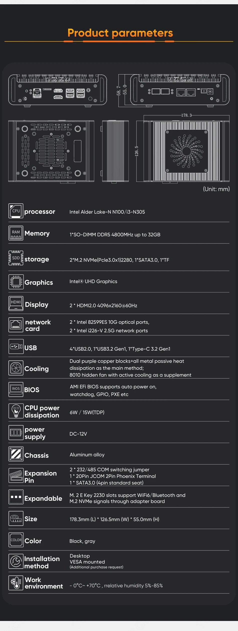 Topton 2x10G SFP Solid Firewall Router Intel i3 N355 N305 N150 2xi226-V 2.5G Mini PC 2xNVMe 2HD DDR5 pfSense Proxmox ESXi AES-NI