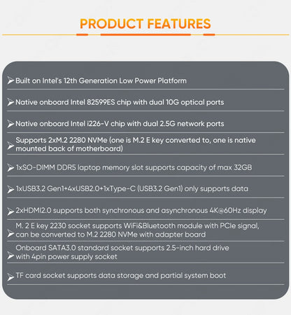 Topton 2x10G SFP Solid Firewall Router Intel i3 N355 N305 N150 2xi226-V 2.5G Mini PC 2xNVMe 2HD DDR5 pfSense Proxmox ESXi AES-NI