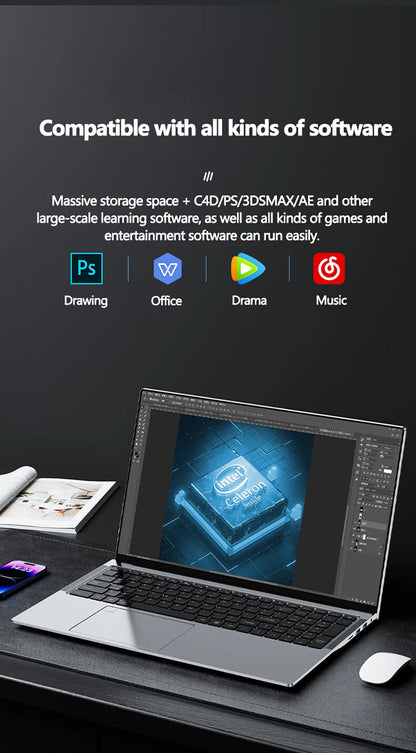 17.3 inch Intel N5095/N95 Office Laptop 32GB RAM 2TB SSD  Fingerprint Print DDR4 Window11 Backlit Keypad Portable Notebook PC