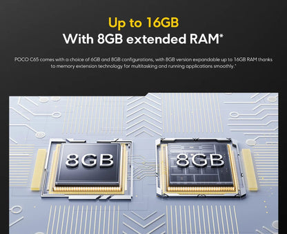 Global Version POCO C65 MediaTek Helio G85 6.74" Dot Drop Display 50MP Camera 5000mAh Large Battery 3.5mm headphone jack