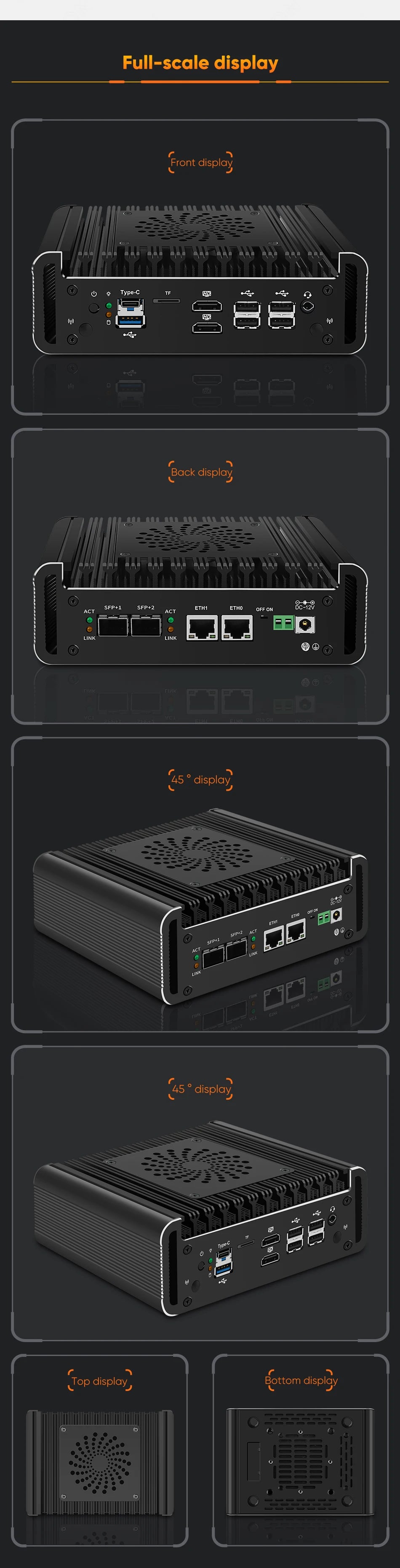 Topton 2x10G SFP Solid Firewall Router Intel i3 N355 N305 N150 2xi226-V 2.5G Mini PC 2xNVMe 2HD DDR5 pfSense Proxmox ESXi AES-NI