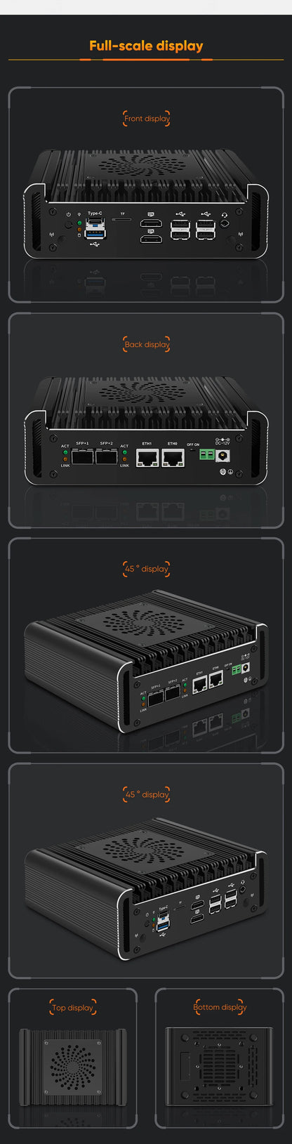 Topton 2x10G SFP Solid Firewall Router Intel i3 N355 N305 N150 2xi226-V 2.5G Mini PC 2xNVMe 2HD DDR5 pfSense Proxmox ESXi AES-NI