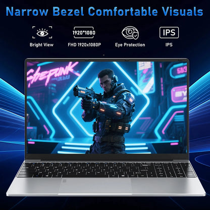 LENO NEW 15.6" Portable Laptop Intel 6500Y 32GB RAM 2TB SSD 5000mAh Office Windows11 Notebook PC Gamer with Backlit Fingerprint