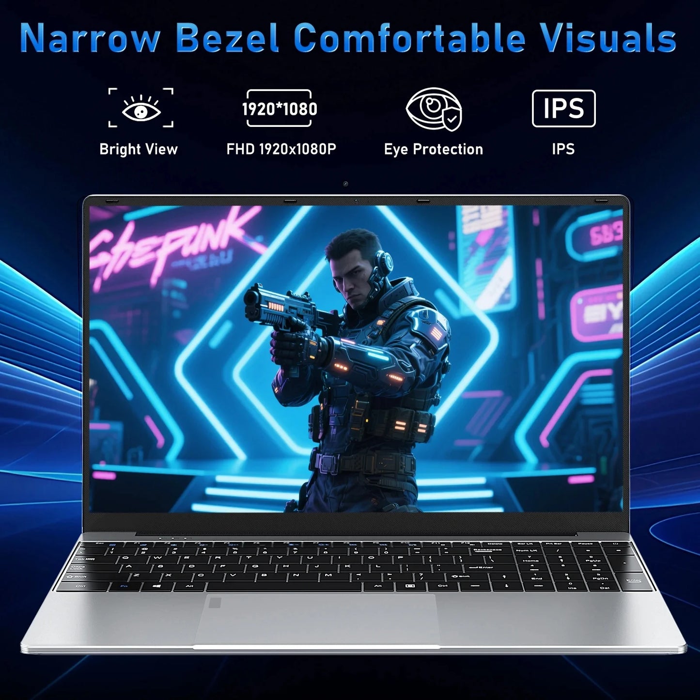 LENO NEW 15.6" Portable Laptop Intel 6500Y 32GB RAM 2TB SSD 5000mAh Office Windows11 Notebook PC Gamer with Backlit Fingerprint