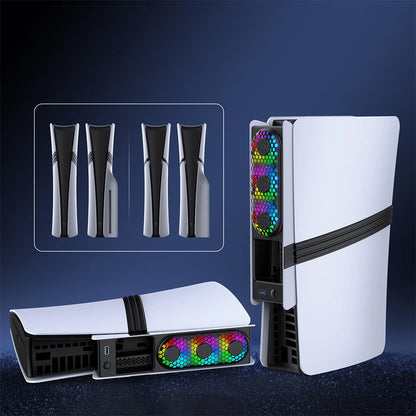 RGB Light Cooling Fan For PS5 Pro/PS5 Slim Console Quiet Cooling System with USB Port For PS 5 Pro/Slim Disc & Digital Edition