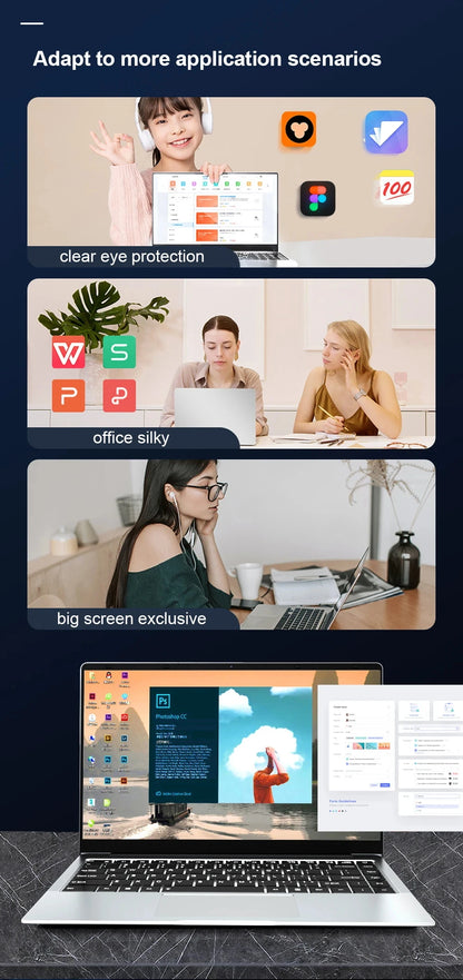 2025 Laptop Computer Windows 11 Notebook 14.1 Inch Intel Atom A3950 12GB 512GB 1920*1080 Resolution Office Study PC computer