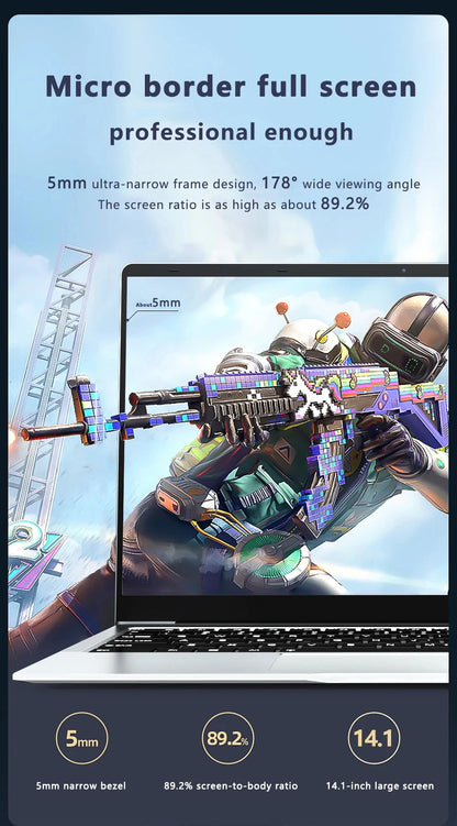 2025 Laptop Computer Windows 11 Notebook 14.1 Inch Intel Atom A3950 12GB 512GB 1920*1080 Resolution Office Study PC computer