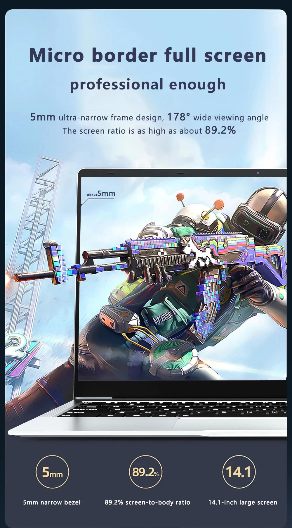 2025 Laptop Computer Windows 11 Notebook 14.1 Inch Intel Atom A3950 12GB 512GB 1920*1080 Resolution Office Study PC computer