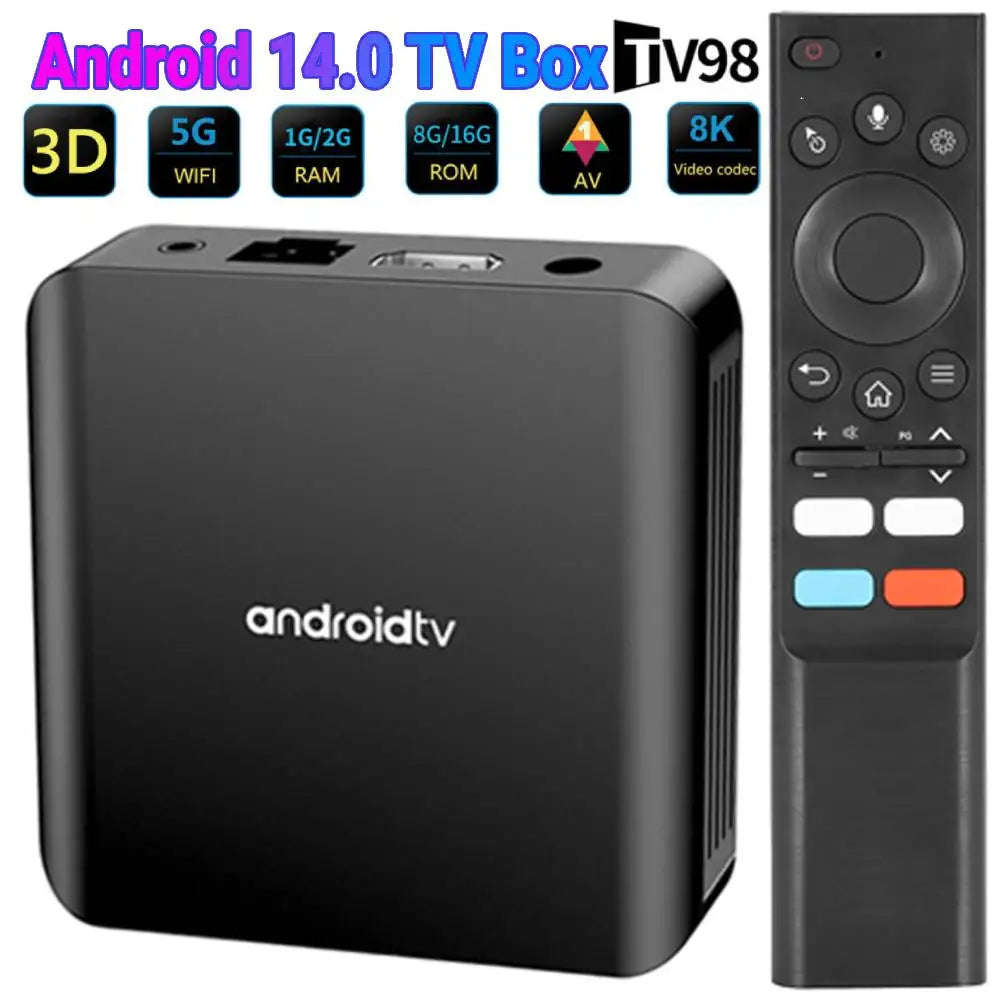 TV98 ATV PLUS Set-top Box Android 14.0 TV Box Allwinner H313 Quad Core 4K HD Media Player Dual WIFI BT5.0 1G8G/2G16G  ﻿