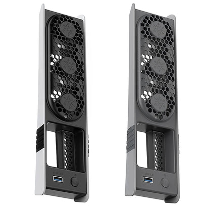 RGB Light Cooling Fan For PS5 Pro/PS5 Slim Console Quiet Cooling System with USB Port For PS 5 Pro/Slim Disc & Digital Edition