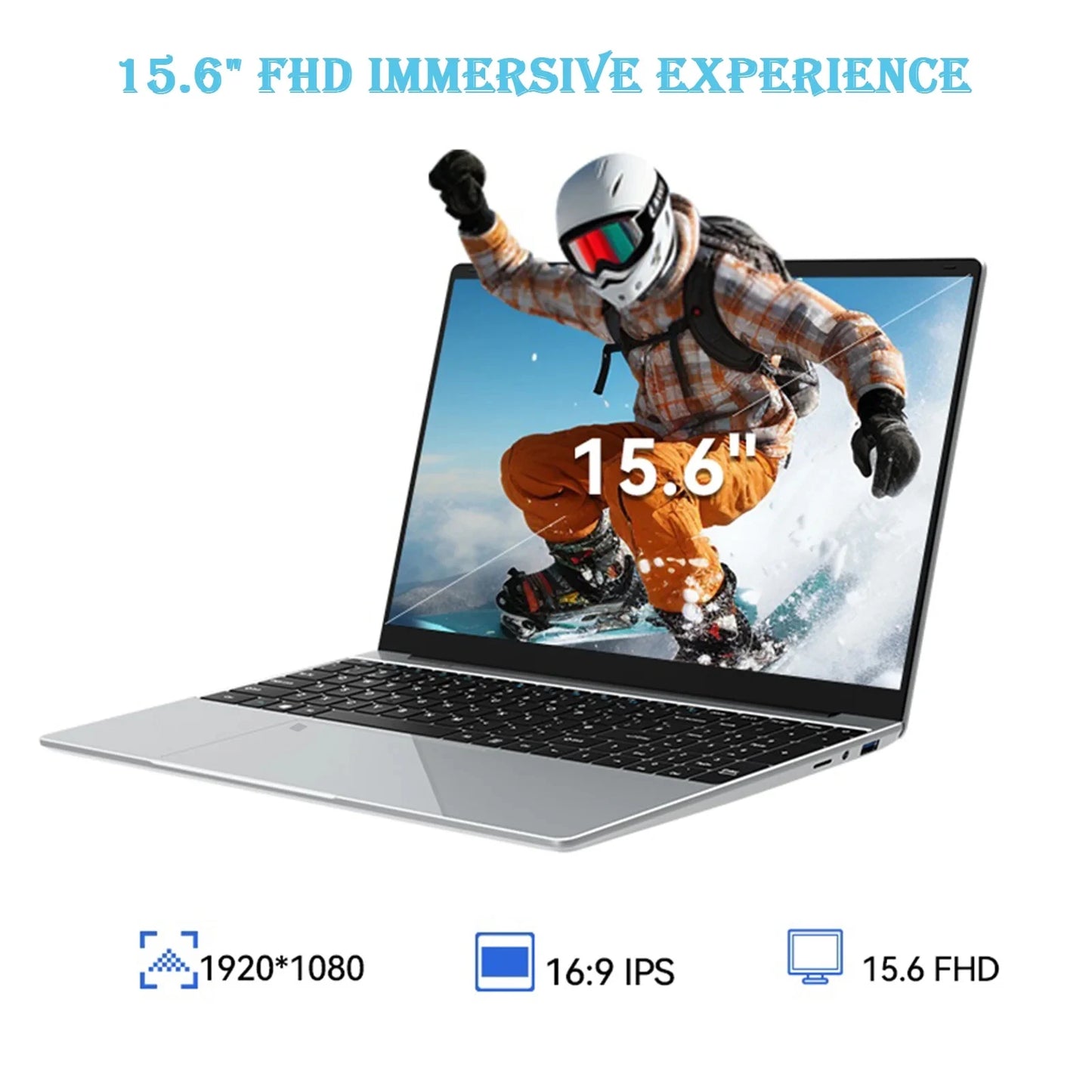 LENO NEW 15.6" Portable Laptop Intel 6500Y 32GB RAM 2TB SSD 5000mAh Office Windows11 Notebook PC Gamer with Backlit Fingerprint