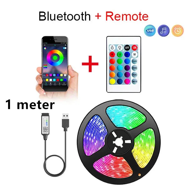 Bluetooth LED Strip Lights Smart SMD 5050 APP Remote Control Flexible Ribbon Diode Lamp Tape TV Backlights Game Room Home Decor