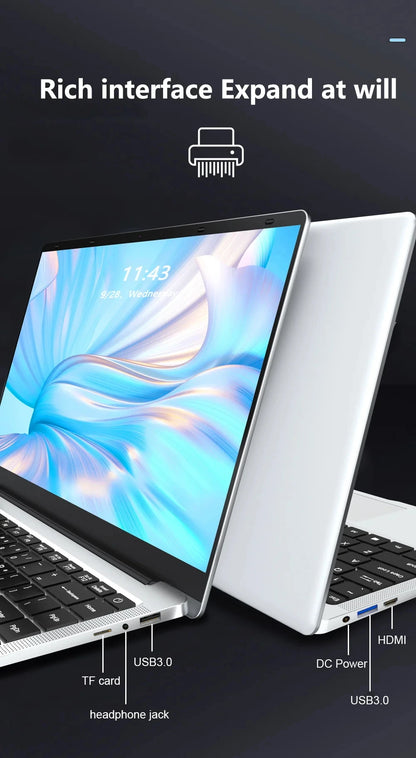 2025 Laptop Computer Windows 11 Notebook 14.1 Inch Intel Atom A3950 12GB 512GB 1920*1080 Resolution Office Study PC computer