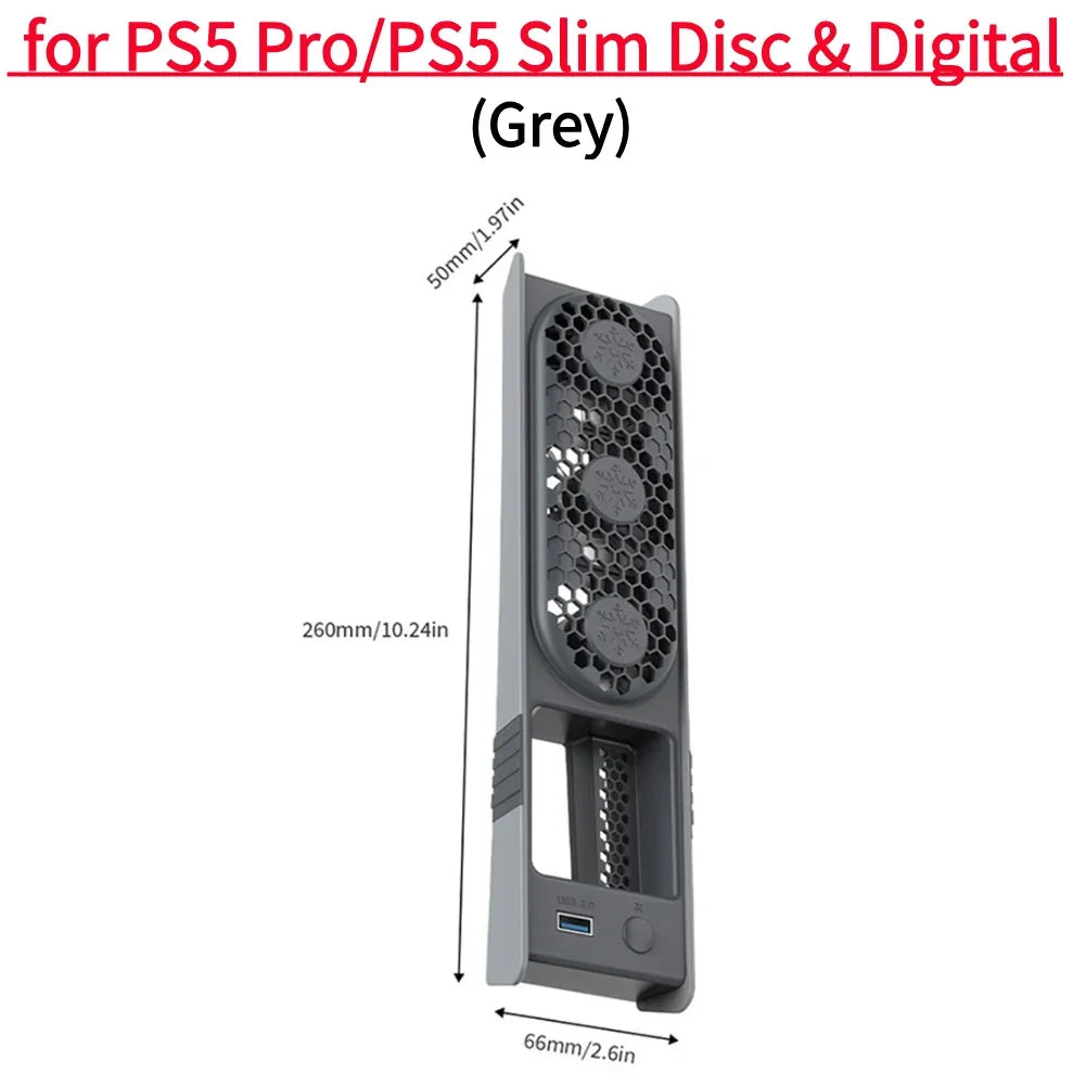 RGB Light Cooling Fan For PS5 Pro/PS5 Slim Console Quiet Cooling System with USB Port For PS 5 Pro/Slim Disc & Digital Edition