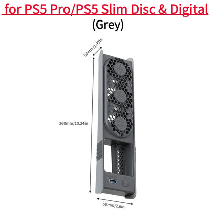 RGB Light Cooling Fan For PS5 Pro/PS5 Slim Console Quiet Cooling System with USB Port For PS 5 Pro/Slim Disc & Digital Edition