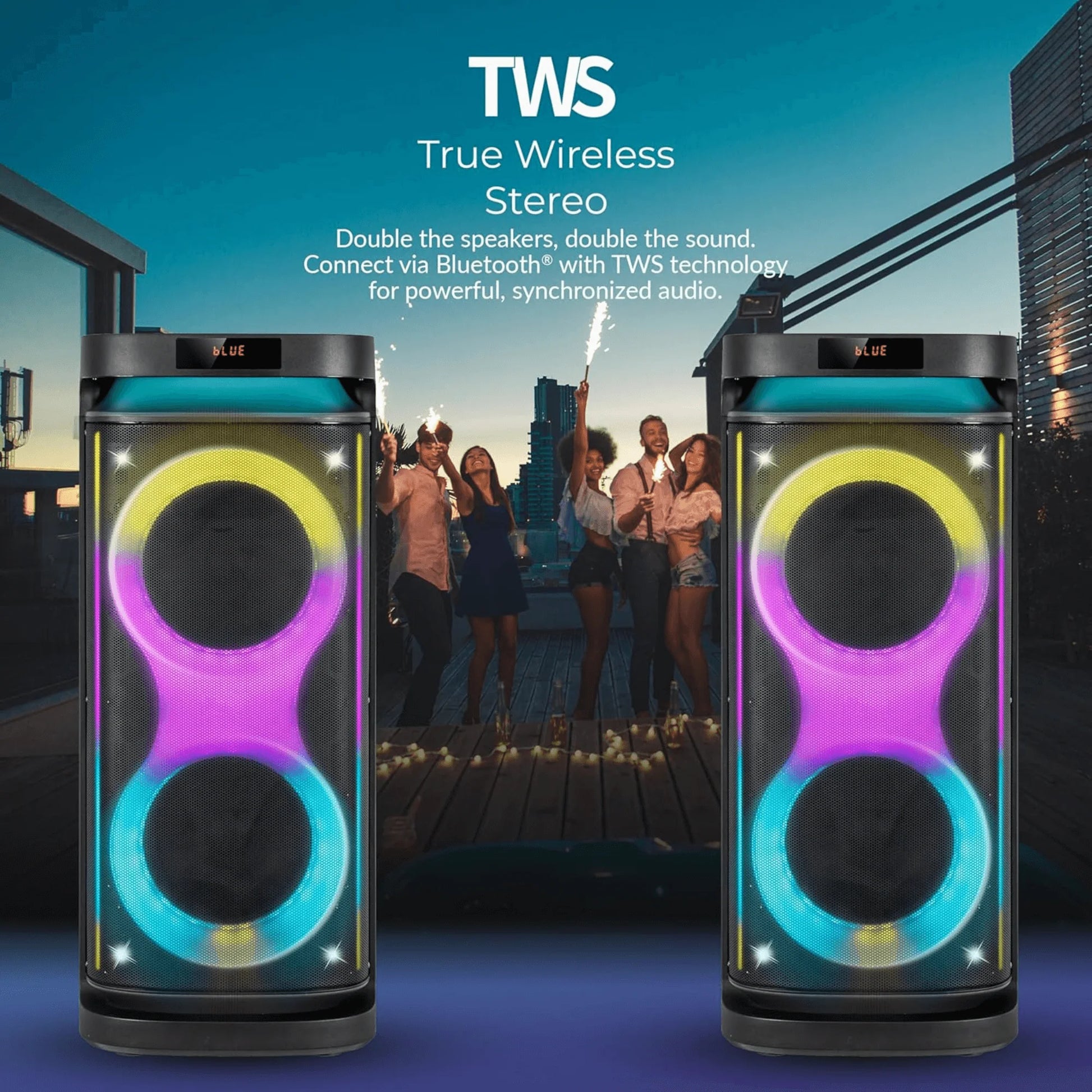 IQ Sound 2X10-Inch Portable Bluetooth DJ Speaker